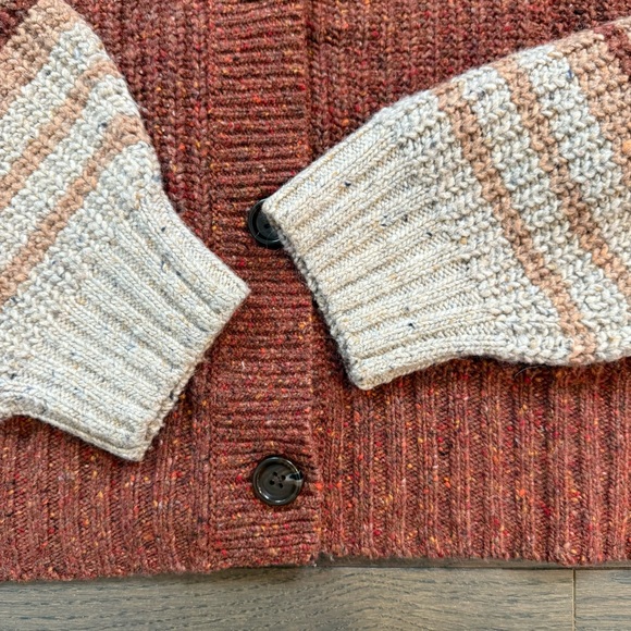 Chunky Ribbed Button-Front Sweater Cardigan - Rust - Picture 5 of 10